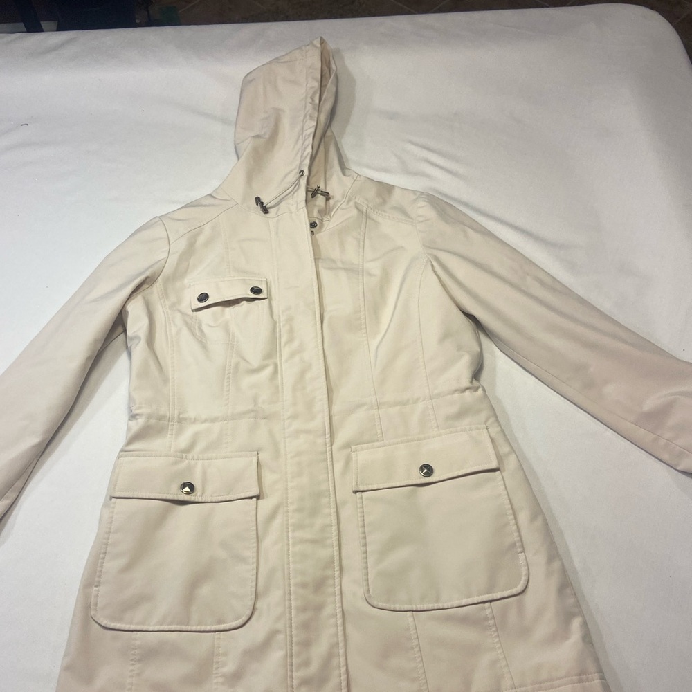 Kristen Blake Light Beige Hooded Utility Jacket